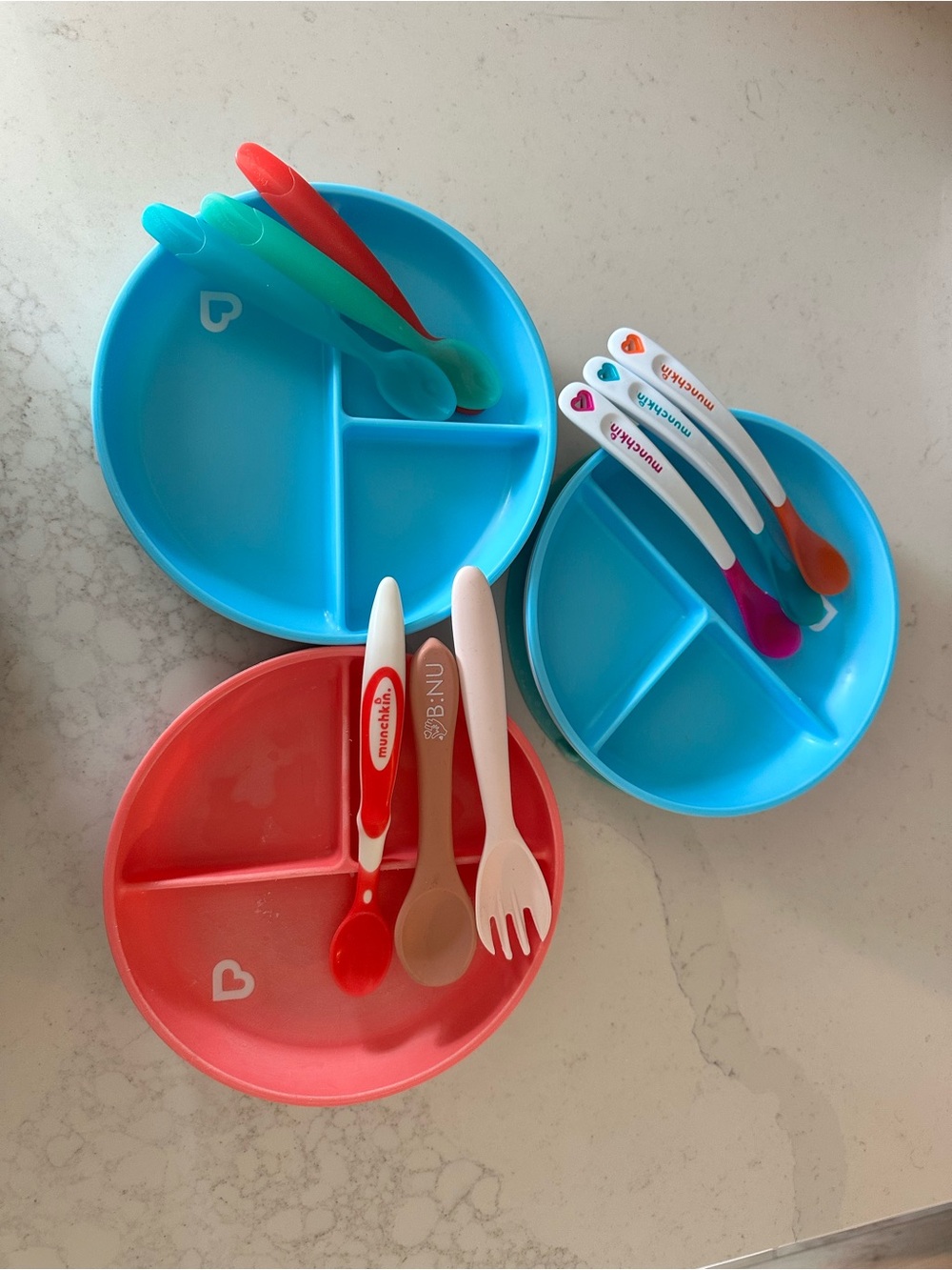 Munchkin Toddler Divided Plates with Spoons and Fork